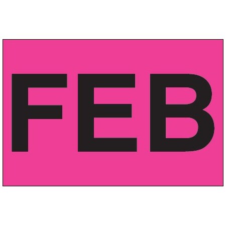 Bsc Preferred 2 x 3'' - ''FEB'' Fluorescent Pink Months of the Year Labels BUY00021170